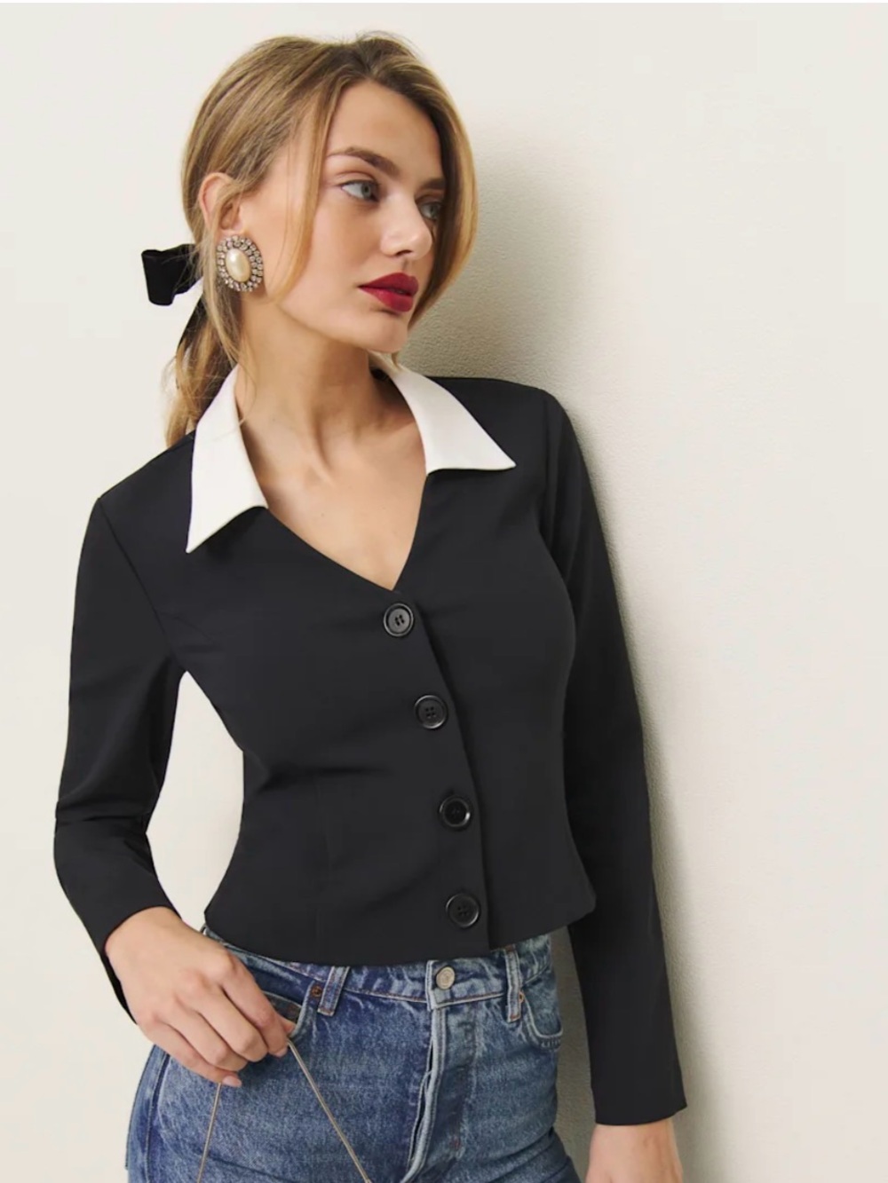 Reformation Pia Knit Top Black - Size XS